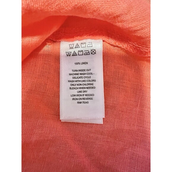 Sigrid Olsen Size XL 100% Linen Coral Red Tunic Top Long Line Beach Vacation EUC - Picture 6 of 6